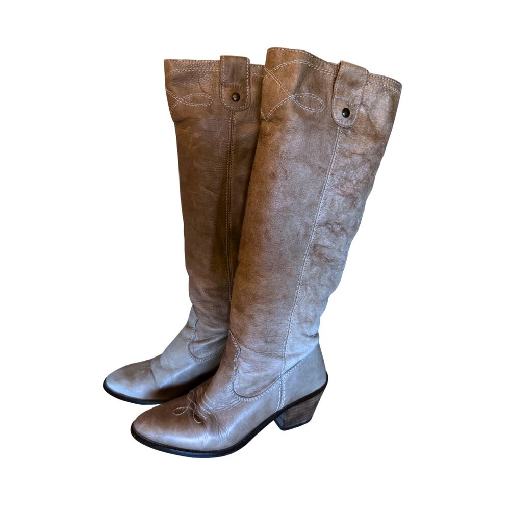 Zara Leather Cowboy Boots Size 39